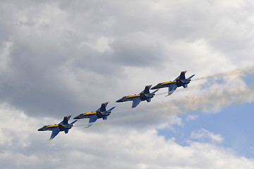 Image showing Blue Angels Fly in Tight Formation