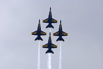 Image showing Blue Angels Fly in Tight Formation