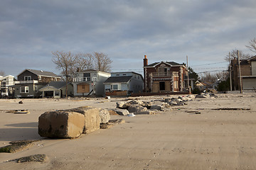 Image showing NEW YORK -November12:Destroyed homes during Hurricane Sandy in t