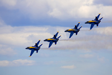 Image showing Blue Angels Fly in Tight Formation