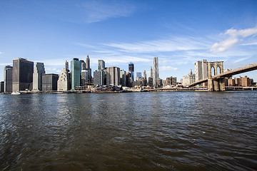 Image showing New York - Brooklyn Bridge and Lower Manhattan