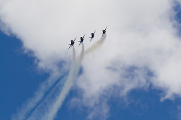 Image showing Blue Angels Fly in Tight Formation