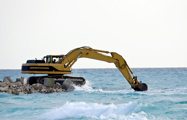 Image showing Yellow Excavator at Work