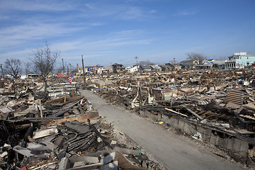 Image showing NEW YORK -November12: Destroyed homes during Hurricane Sandy in 