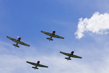 Image showing Several planes performing in an air show at Jones Beach