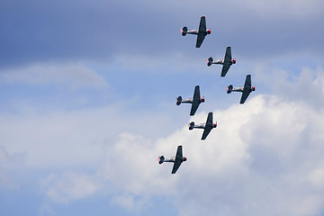 Image showing Several planes performing in an air show at Jones Beach