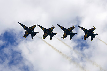 Image showing Blue Angels Fly in Tight Formation