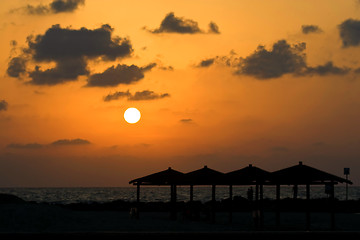 Image showing Sunset on a sea