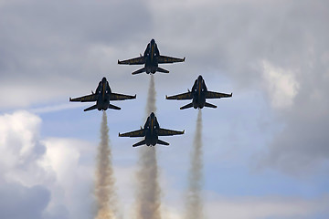 Image showing Blue Angels Fly in Tight Formation