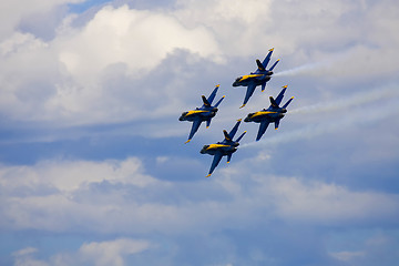 Image showing Blue Angels Fly in Tight Formation