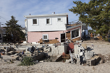 Image showing NEW YORK -November12:Destroyed homes during Hurricane Sandy in t