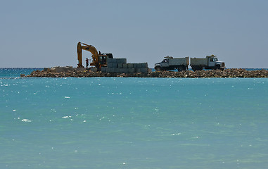 Image showing Yellow Excavator at Work