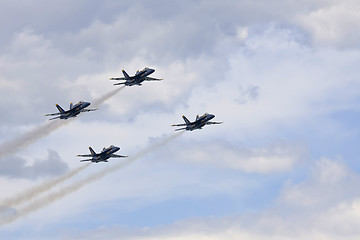 Image showing Blue Angels Fly in Tight Formation