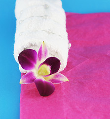Image showing Orchid and white towel