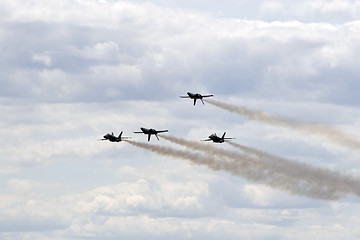 Image showing Blue Angels Fly in Tight Formation