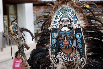 Image showing  Shaman in Mexico with mystic looking mask.