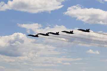 Image showing Blue Angels Fly in Tight Formation