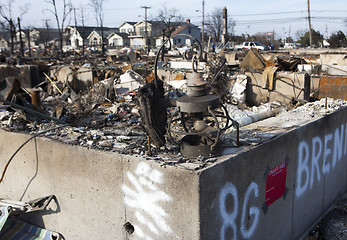 Image showing NEW YORK -November12: Destroyed homes during Hurricane Sandy in 