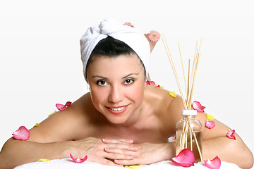 Image showing Smiling woman day spa