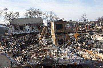 Image showing NEW YORK -November12: Destroyed homes during Hurricane Sandy in 