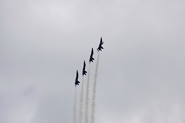 Image showing Blue Angels Fly in Tight Formation