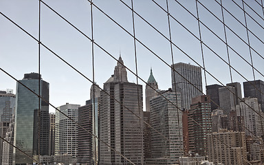 Image showing Manhattan view from Brooklyn bridge