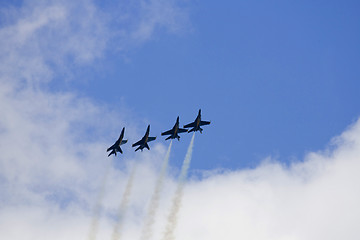 Image showing Blue Angels Fly in Tight Formation