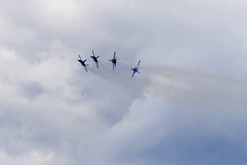 Image showing Blue Angels Fly in Tight Formation