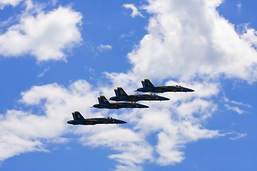 Image showing Blue Angels Fly in Tight Formation