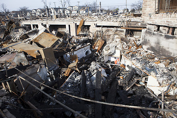 Image showing NEW YORK -November12: Destroyed homes during Hurricane Sandy in 