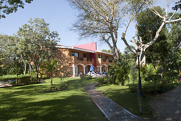 Image showing View of house with tropical plants