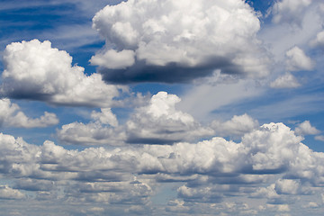 Image showing Heavy rain clouds in the blue sky 
