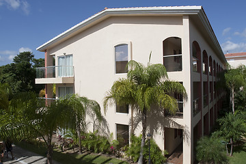 Image showing View of house with tropical plants