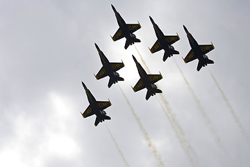 Image showing Blue Angels Fly in Tight Formation