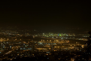 Image showing Israel, Haifa Bay, night panoramic view.