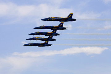 Image showing Blue Angels Fly in Tight Formation