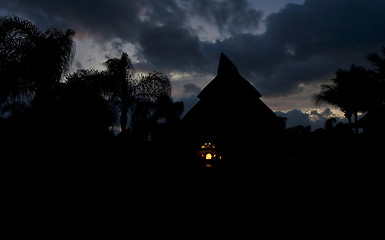 Image showing Tropical house with straw roof