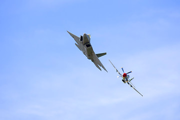 Image showing Several planes performing in an air show at Jones Beach