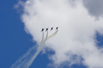 Image showing Blue Angels Fly in Tight Formation