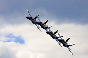 Image showing Blue Angels Fly in Tight Formation