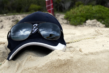 Image showing Sunglasses on a hat