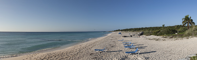 Image showing Caribbean. Sun cairs on beach