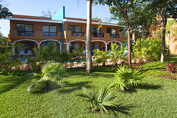 Image showing View of house with tropical plants