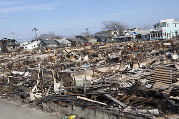 Image showing NEW YORK -November12: Destroyed homes during Hurricane Sandy in 