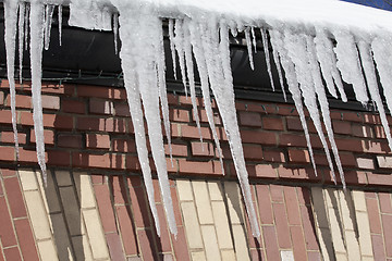 Image showing Icecles hanging from roof