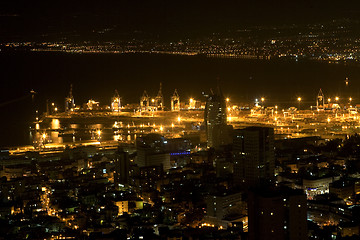 Image showing Israel, Haifa Bay, night panoramic view.