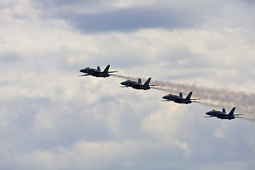 Image showing Blue Angels Fly in Tight Formation