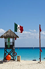 Image showing The life guard stand on Caribbean beach