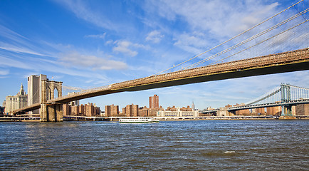 Image showing New York - Brooklyn Bridge and Lower Manhattan