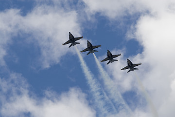 Image showing Blue Angels Fly in Tight Formation